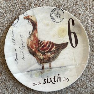 Williams Sonoma 12 Days of Christmas dessert/salad plate. The Sixth Day.